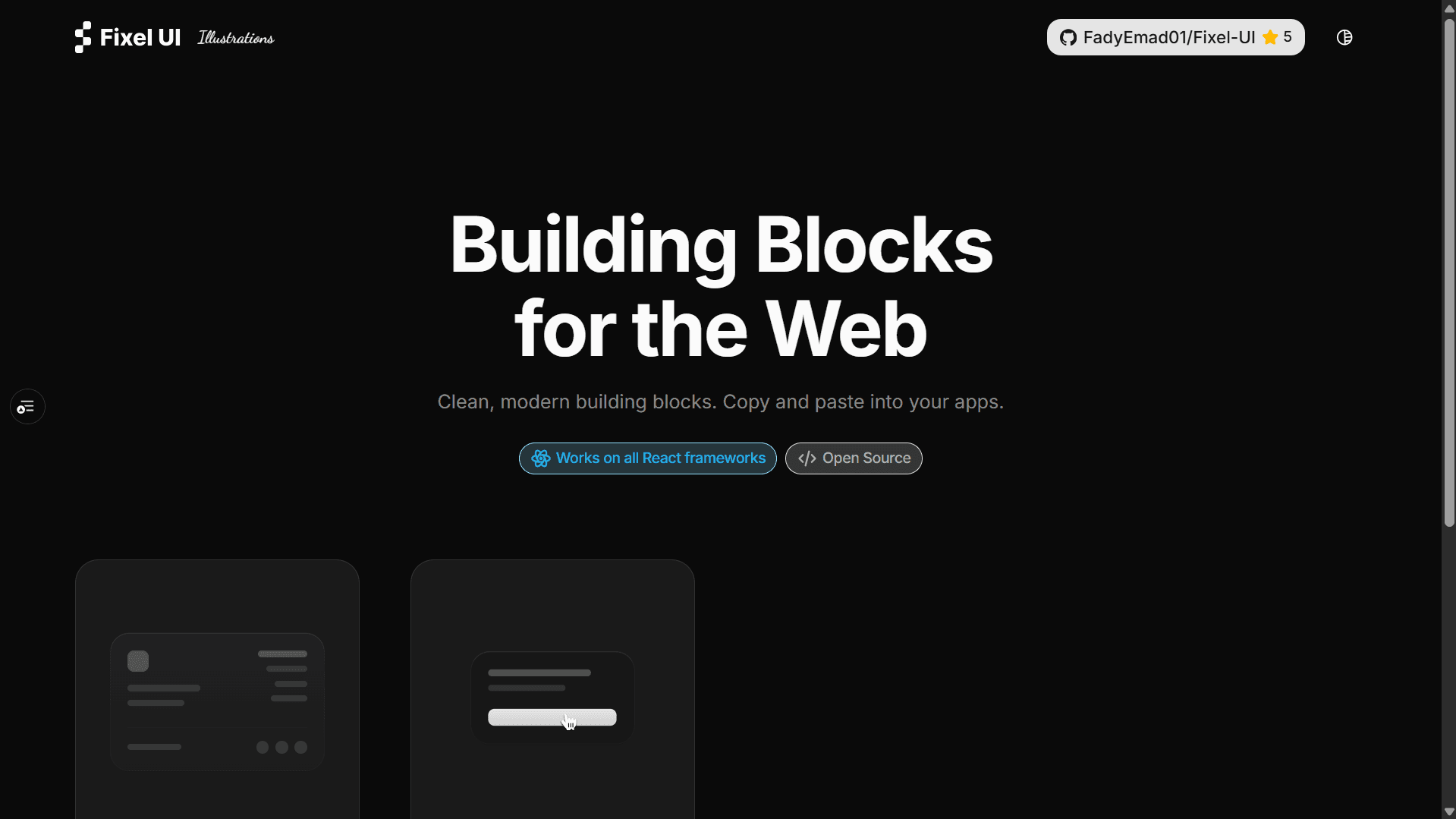 Preview of Fixel UI — shadcn/ui-Compatible Component Registry